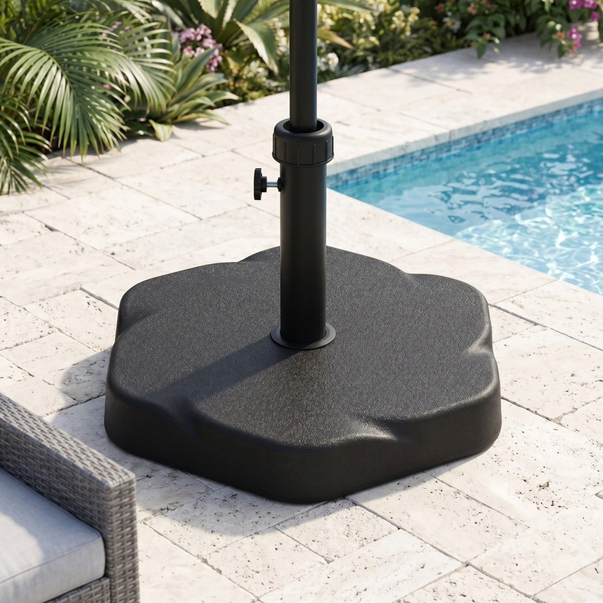 Hex Shape Outdoor 65-Pound Umbrella Base with Resin and Concrete - Outdoor