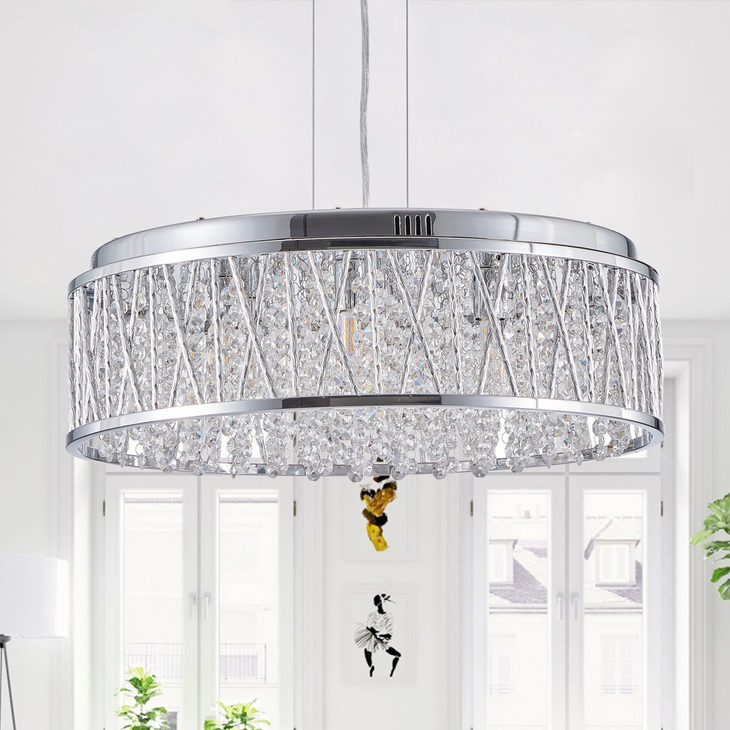 Modern Crystal Chandelier with Crystal Accents - 19 Inch