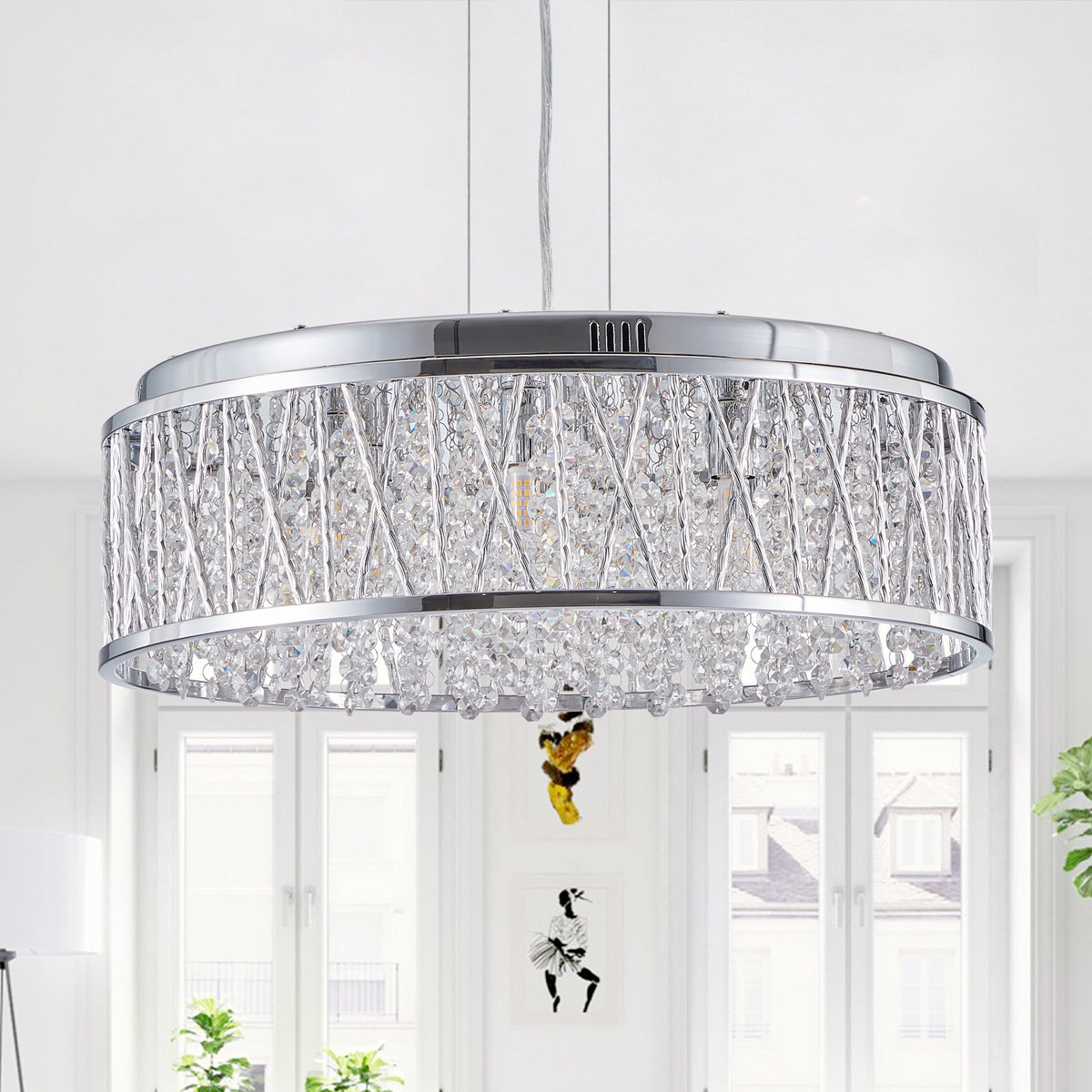 Modern Crystal Chandelier with Crystal Accents - 19 Inch