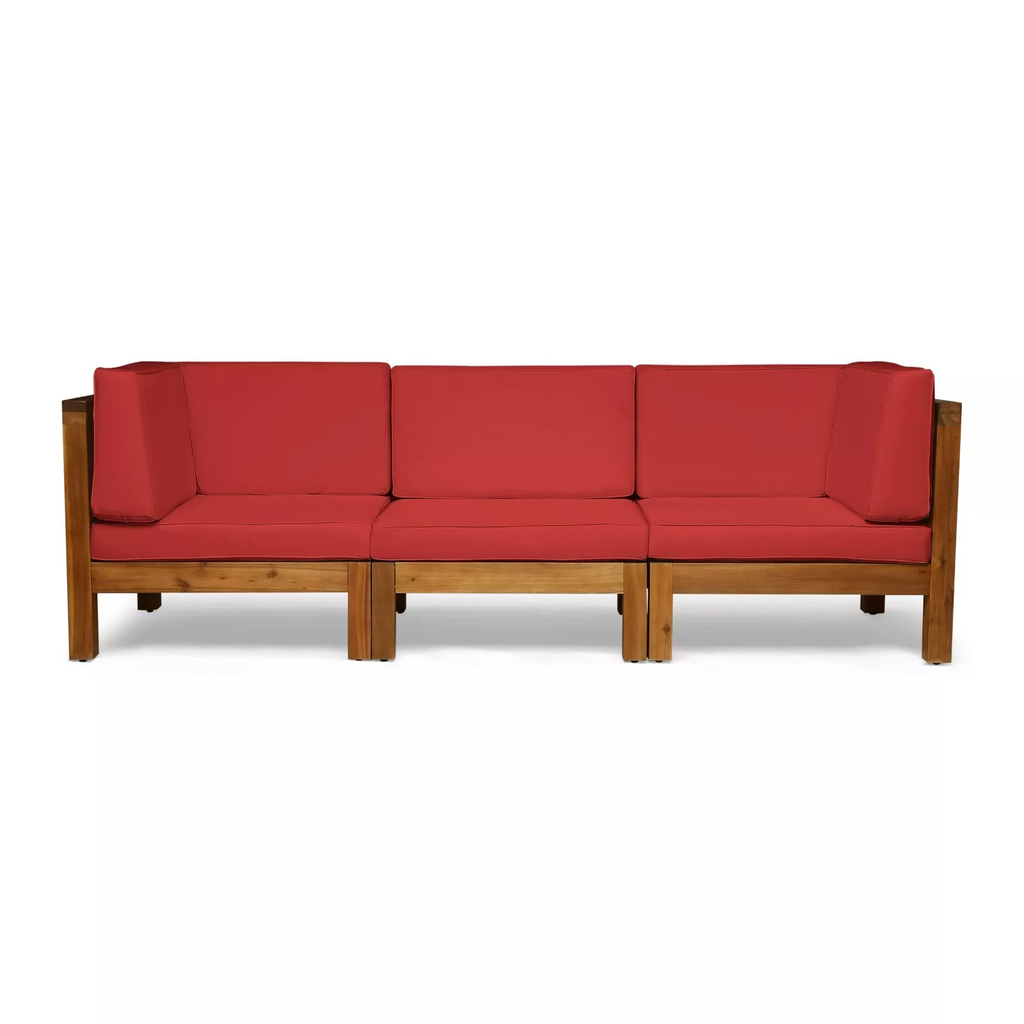 Brava X-Back 3 Seater Outdoor Sectional Sofa Set with Water-Resistant Cushions - Multicolor