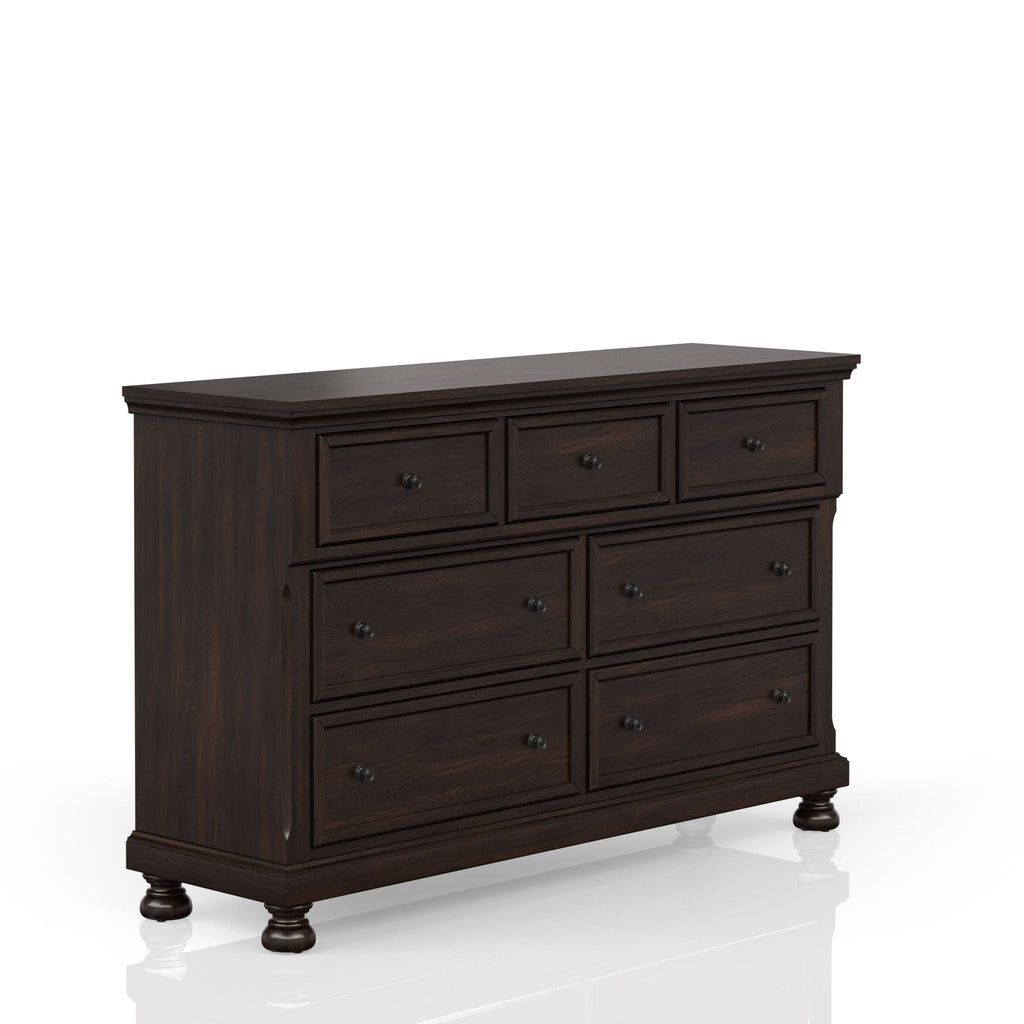 Cherry 7 Drawer Dresser with Solid Wood Construction - Cherry