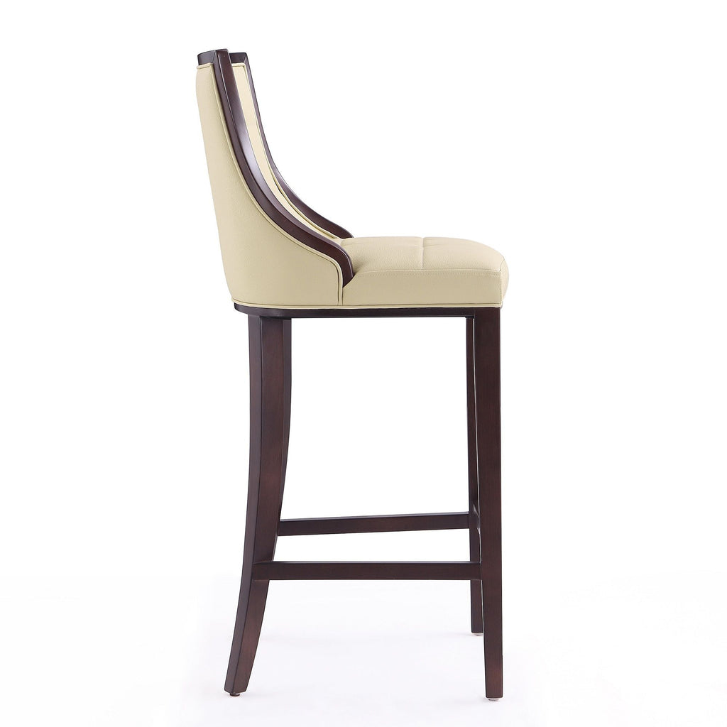 White Bar Height Stool with Solid Wood Frame - Traditional Design