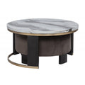 Nesting Round Coffee Table with Ottoman - Faux Marble Top - Gold/Brown