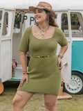 Plus Size Textured Knit Mini Dress