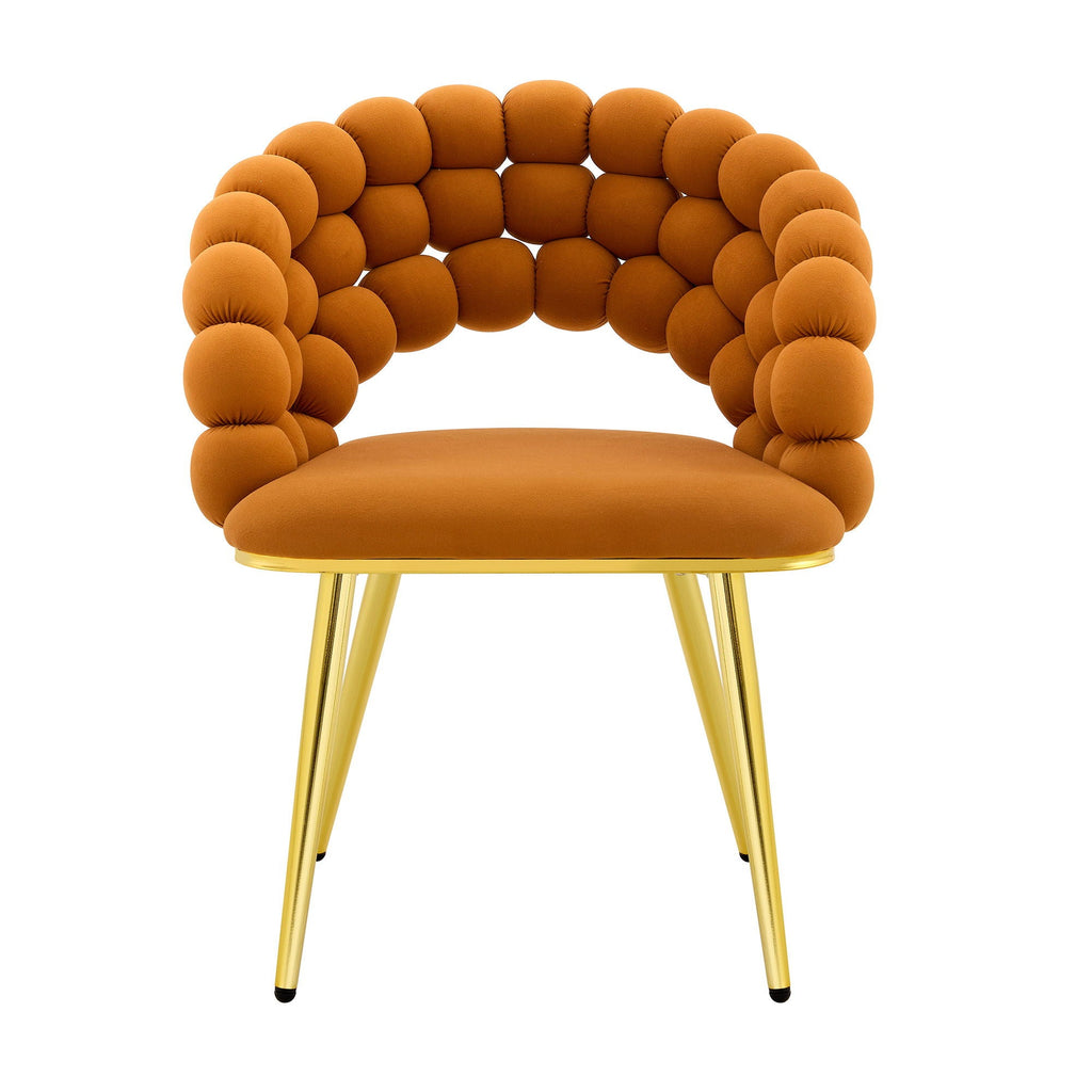 Ball Chain Bubble Dining Chair Set with Sculptural Backrest - Dark Gray, Beige, Orange