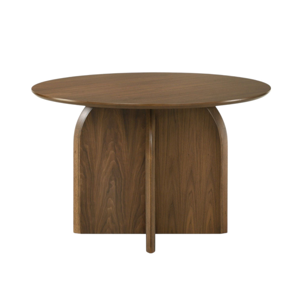 Delmon Round Dining Table with Fixed Top - Dark Walnut