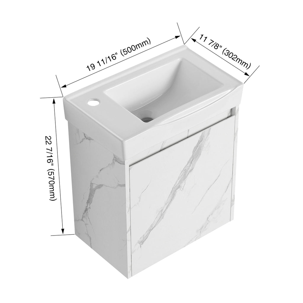 Modern Bathroom Vanity with Ceramic Basin and Storage Cabinet - Light Brown, Black, or White