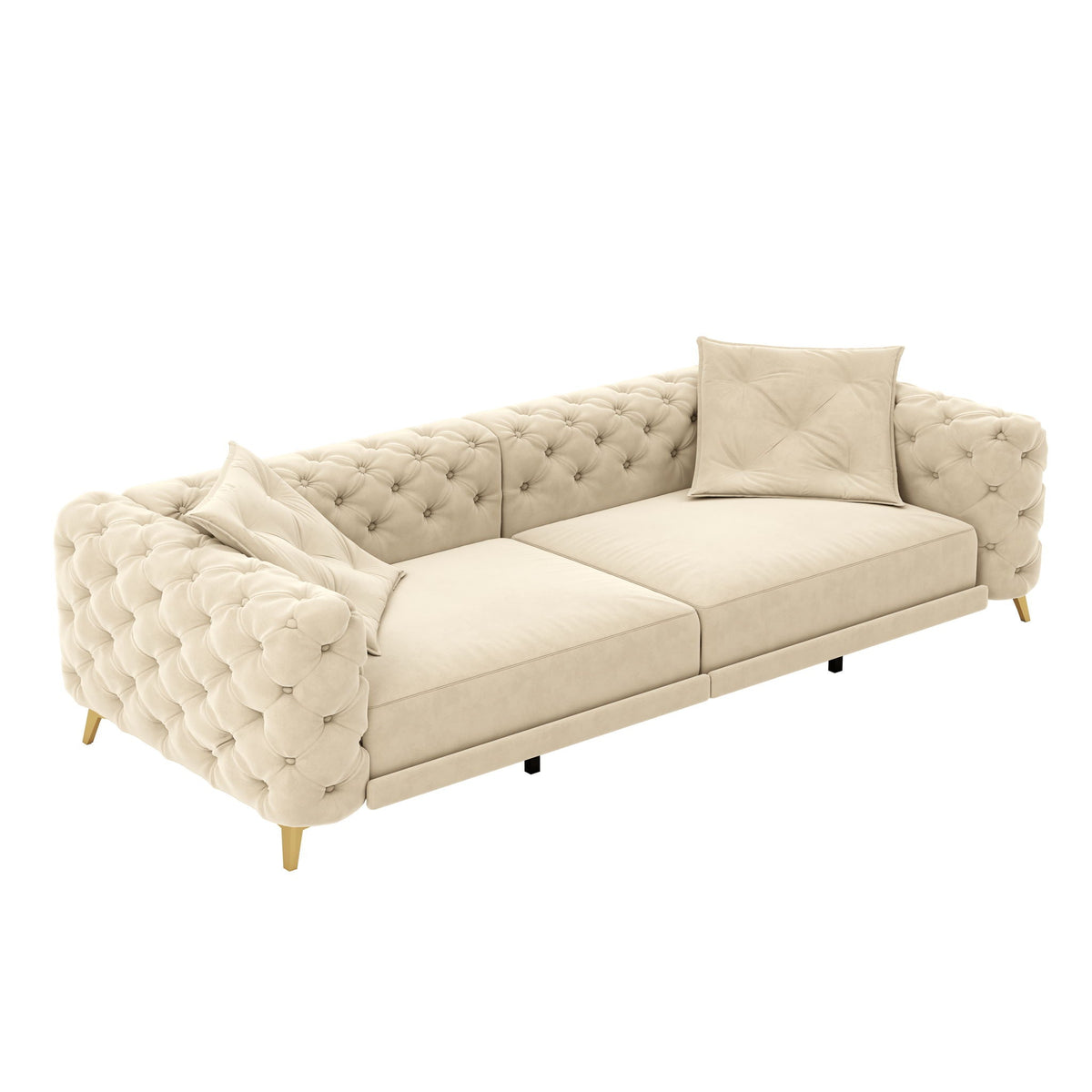3-In-1 Convertible Sleeper Sofa Set with Deep Seat & Movable Ottoman - White, Beige, Gray