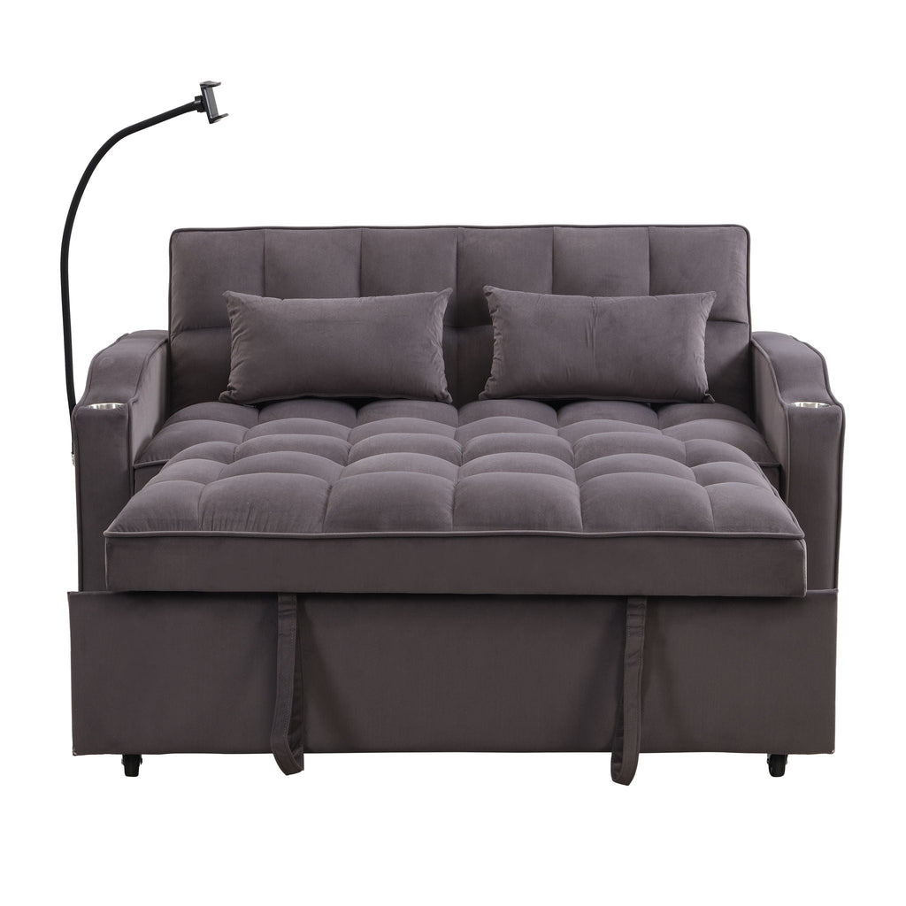 Modern Loveseat Futon Sofa with Pullout Bed and Adjustable Backrest - Multiple Colors