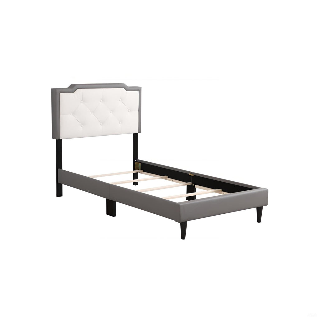Two Tone Upholstered Bed with Button Tufted Headboard - Multiple Colors