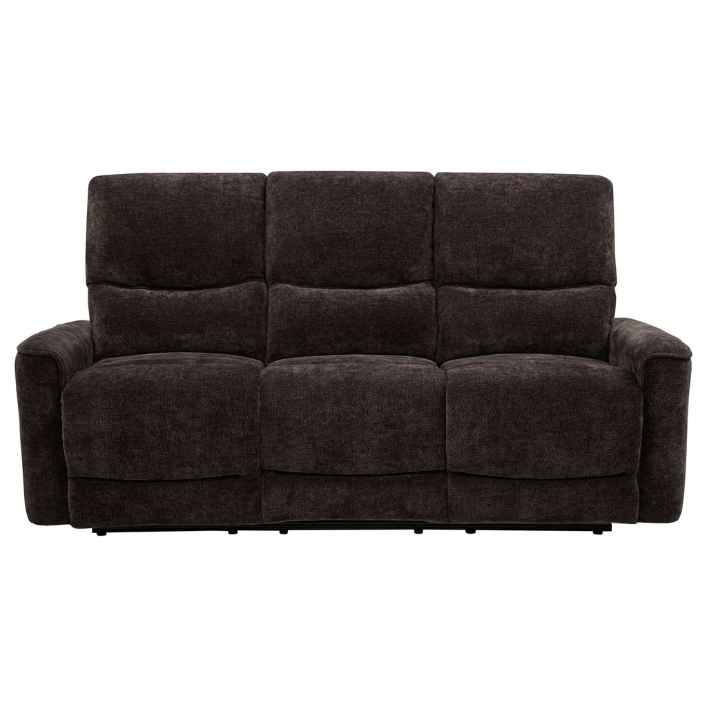 Navarro Chenille Upholstered Reclining Sofa Dark Brown