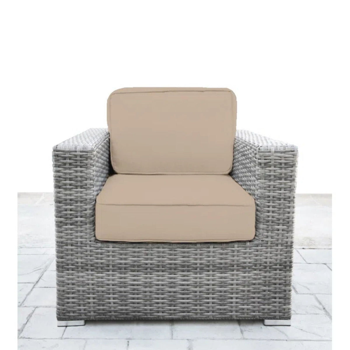 Wicker Outdoor Seating Group Set with Cushions and Table - Multiple Colors