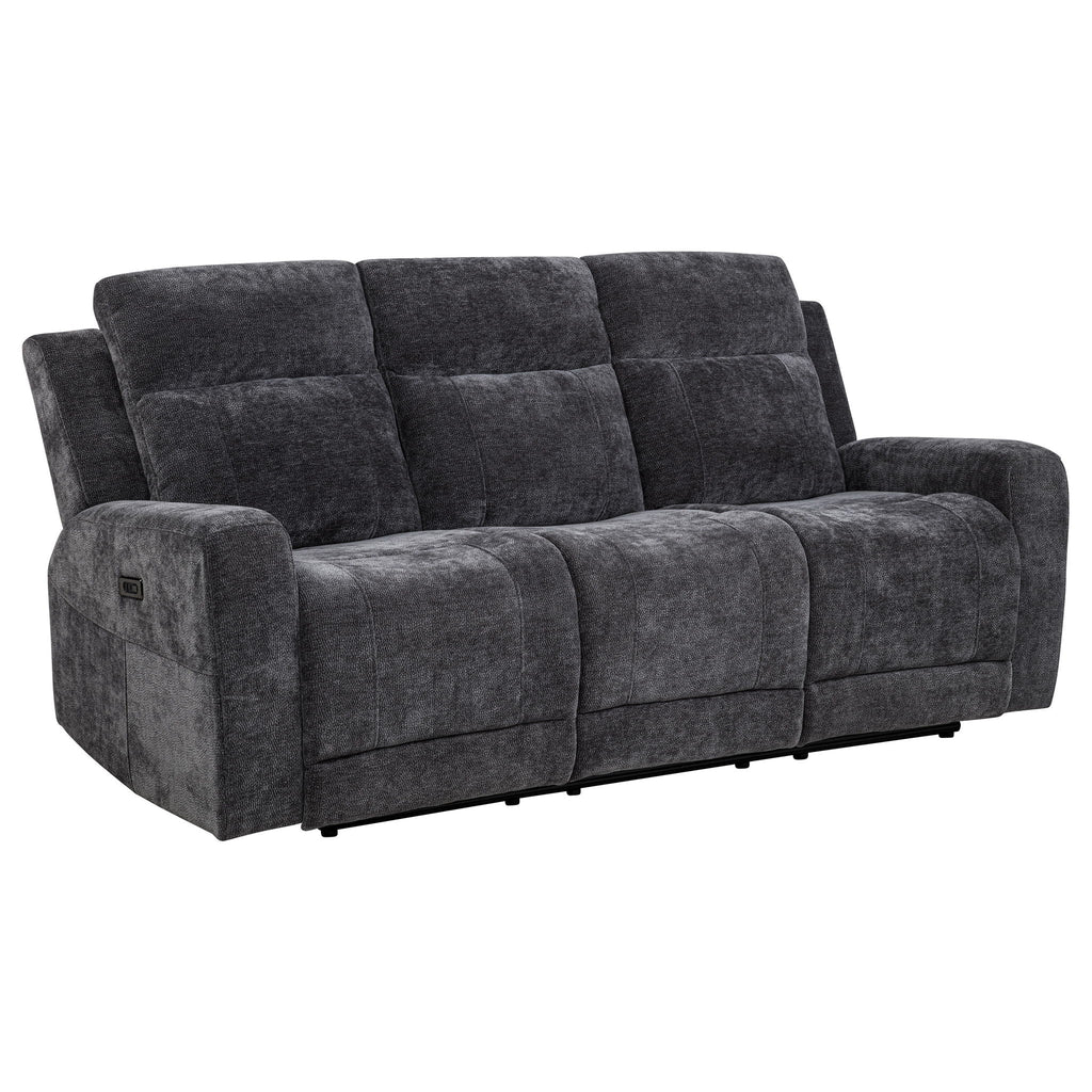 Kennett 2-piece Chenille Power Reclining Sofa Set Dark Grey