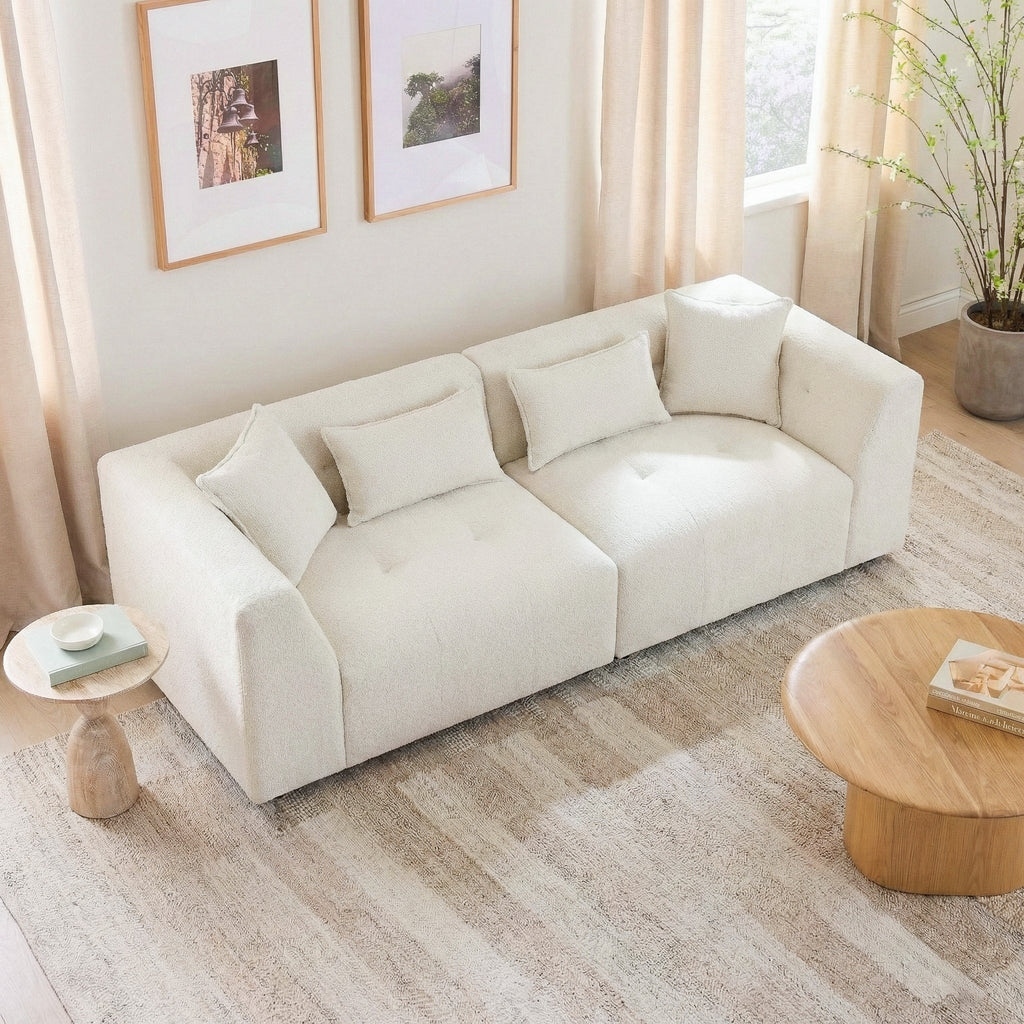 Jefferson Soft Chenille Modern Sofa with Plush Comfort - Taupe