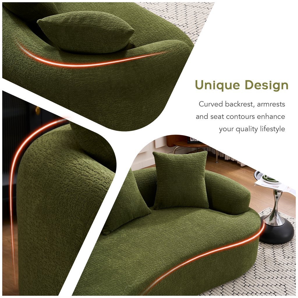 Compression Loveseat Sofa with Modern Curved Design - Chenille Fabric