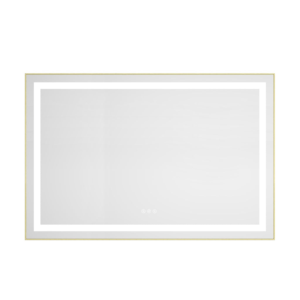 48" x 32" LED Bathroom Mirror with Front and Backlight - Brushed Gold or Gun Ash