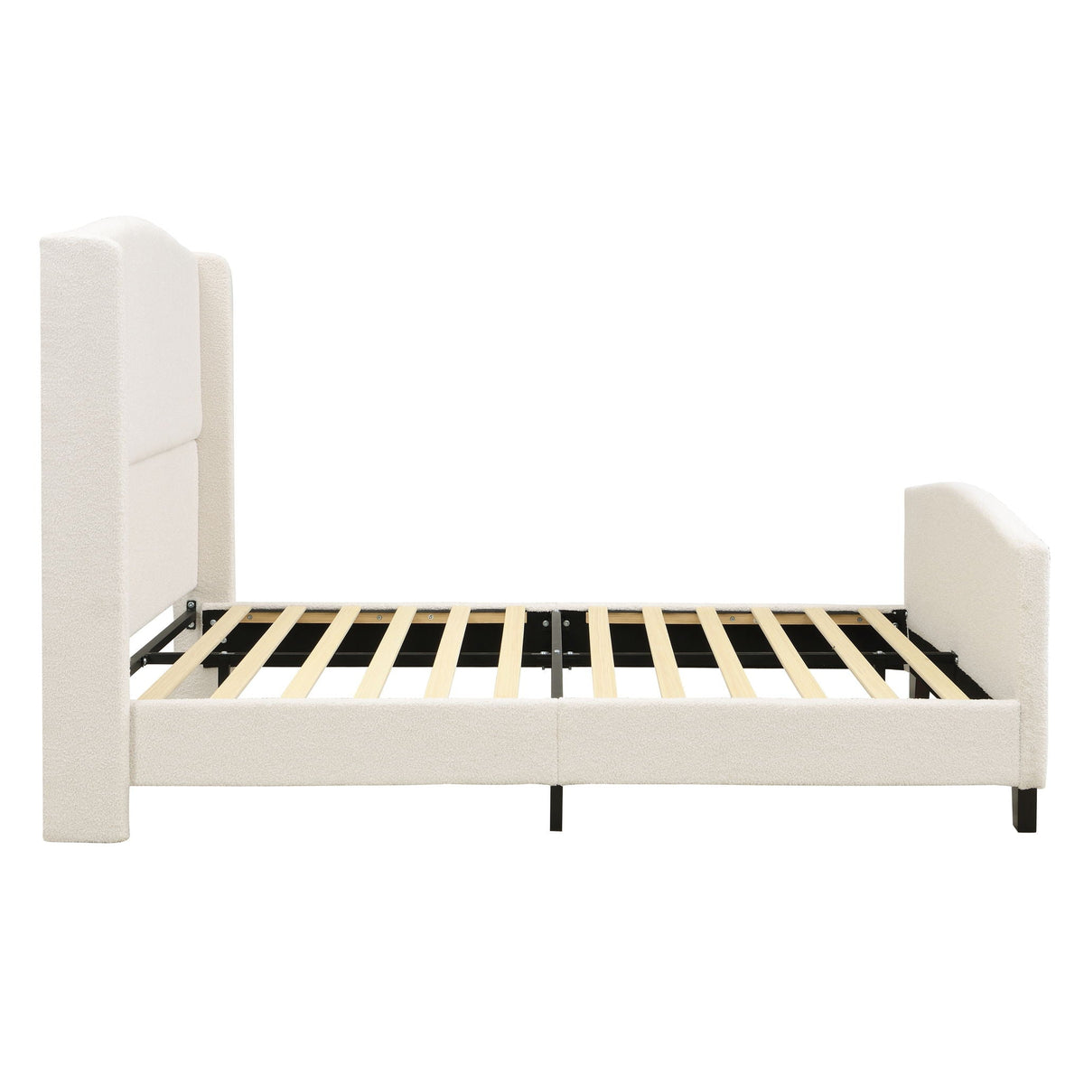 Platform Bed Frame with Tall Headboard and High Footboard - White or Gray