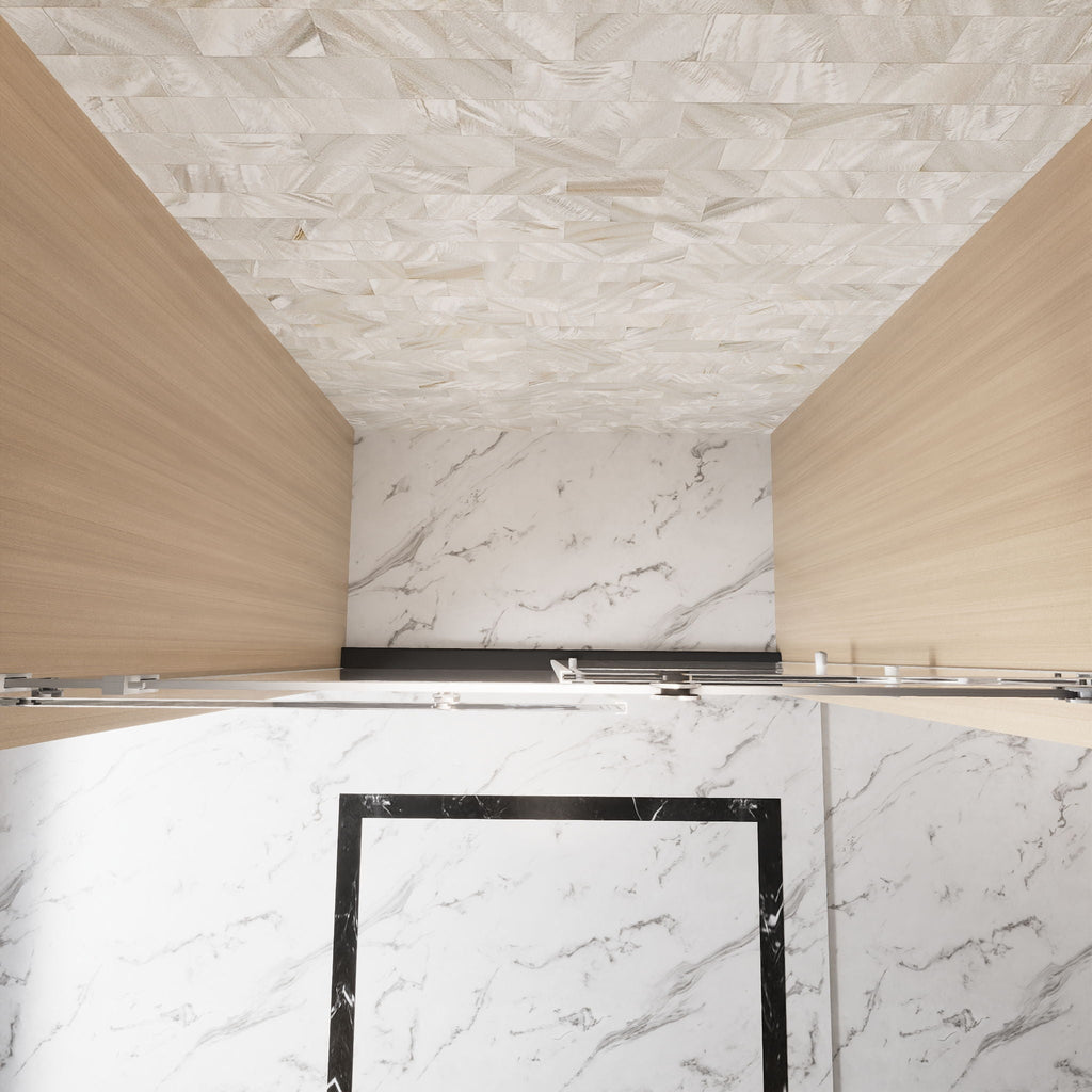 Frameless Single Sliding Shower Door with Square Tube Track - Gray