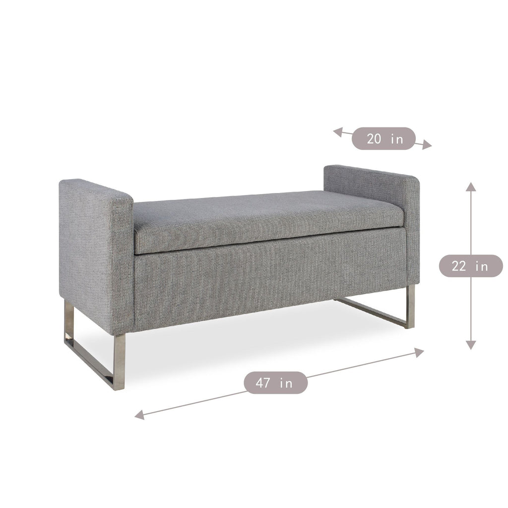 Upholstered Ottoman Bench With Storage with Child-Safe Hinge - Dark Gray