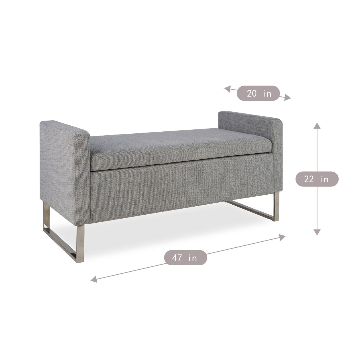 Upholstered Ottoman Bench With Storage with Child-Safe Hinge - Dark Gray