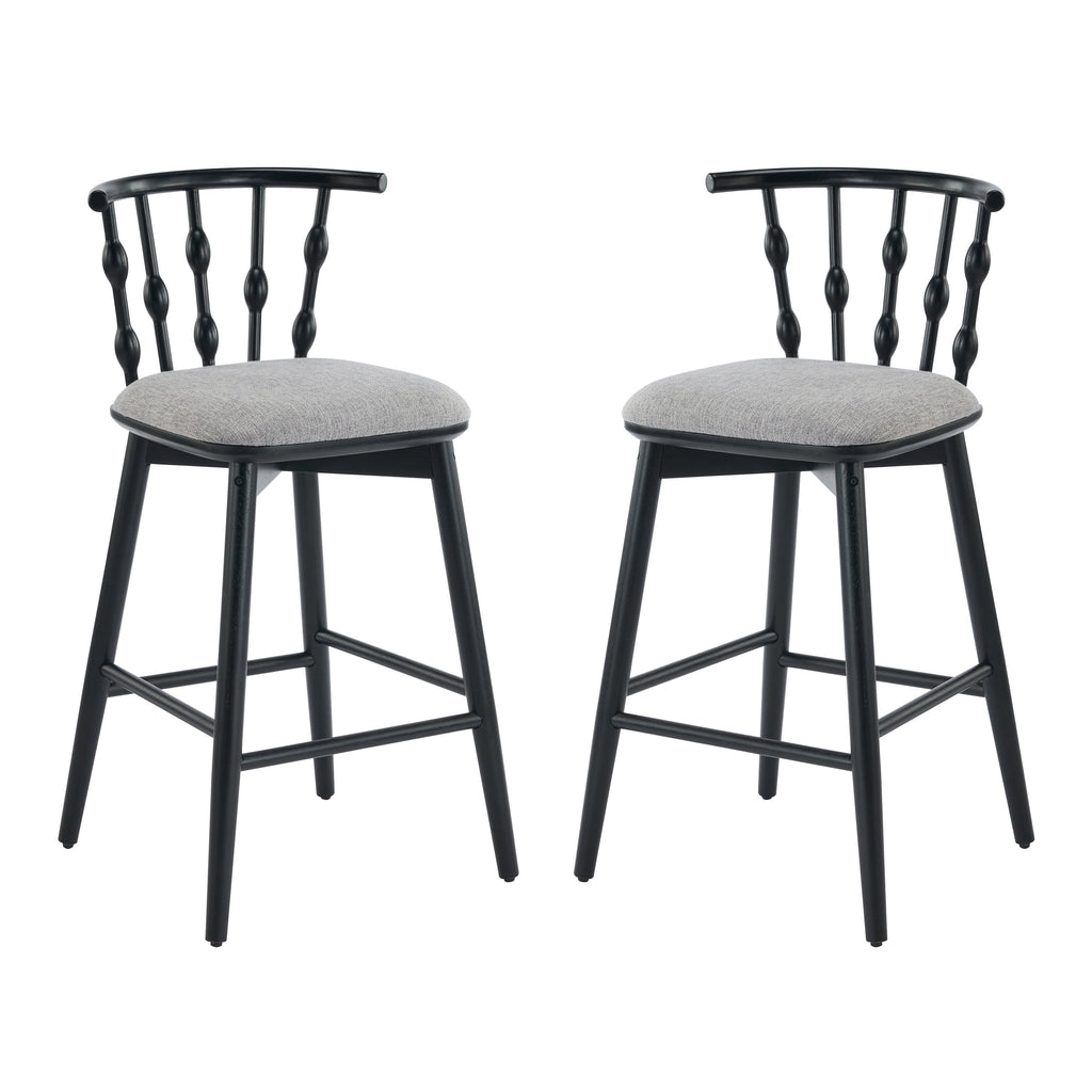 Doria Indoor Wooden Barstool with Hourglass Backrest - Grey