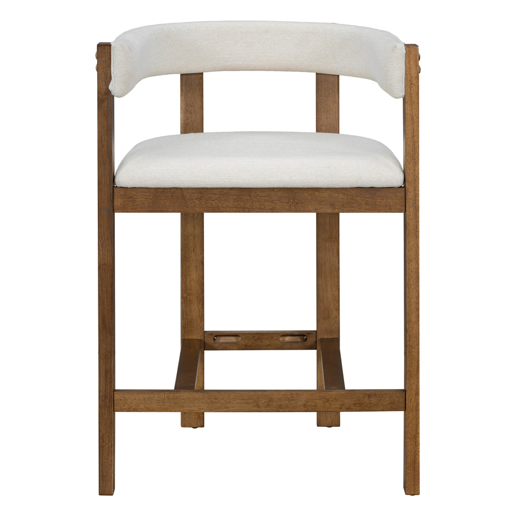 Solid Rubberwood Counter Stools with Cutout Barrel Back - Set of 2