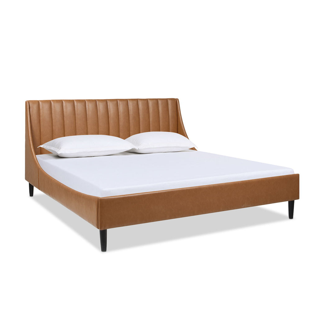 Vertical Tufted Modern Headboard Platform Bed Set with Upholstered Finish - Multiple Colors
