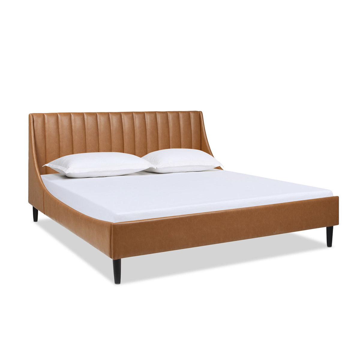Vertical Tufted Modern Headboard Platform Bed Set with Upholstered Finish - Multiple Colors
