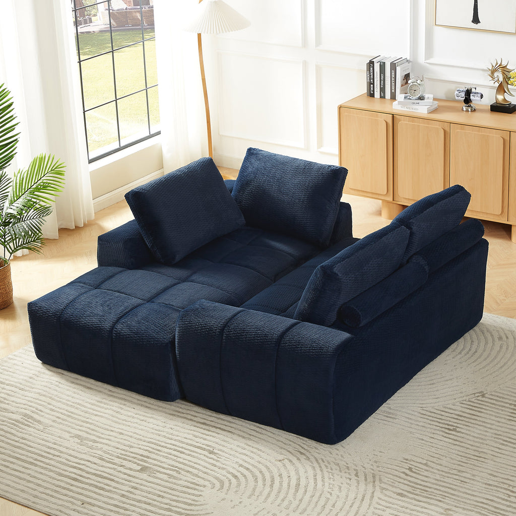 Faux Fur L-Shape Luxury Sectional Oversized Sofa with Plush Comfort - White