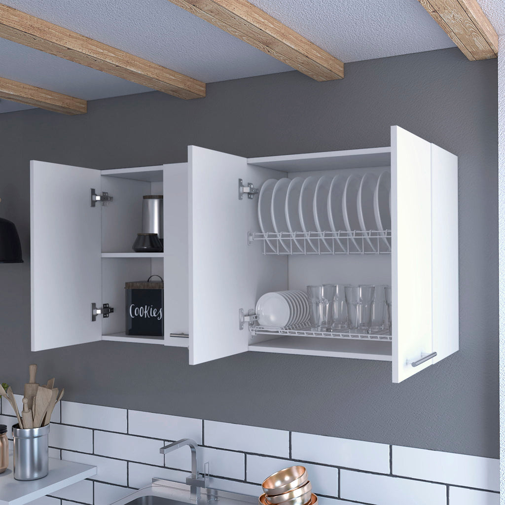 White Kitchen Cabinet Durham Four Doors with Generous Storage - White