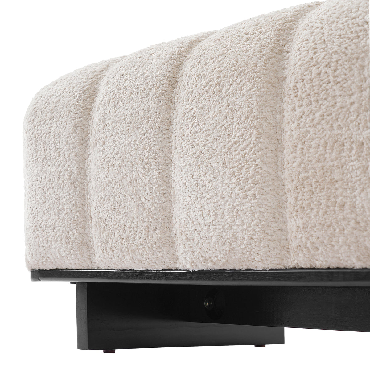 Indoor Dining Bench with Faux Fur Upholstery - Beige