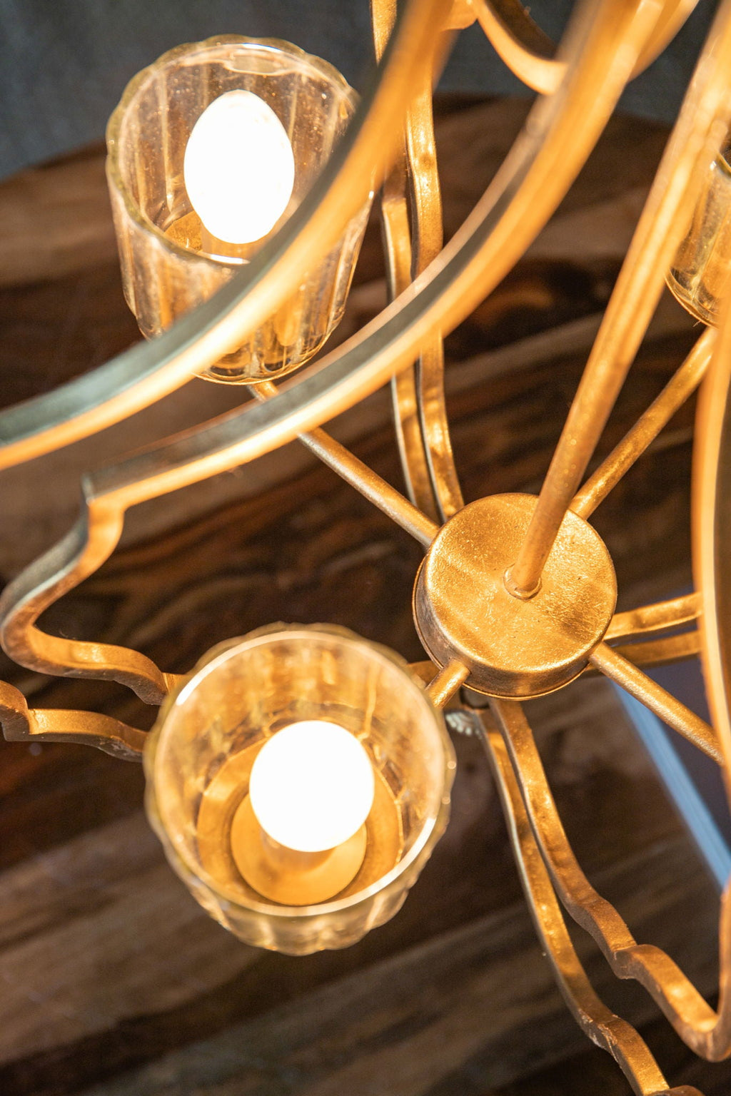 4 Light Metal Chandelier, Hanging Light Fixture - Gold