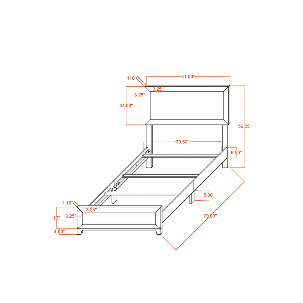 Soluto Platform Bed with Solid Wood and LVL Frame - Black or Dark Gray