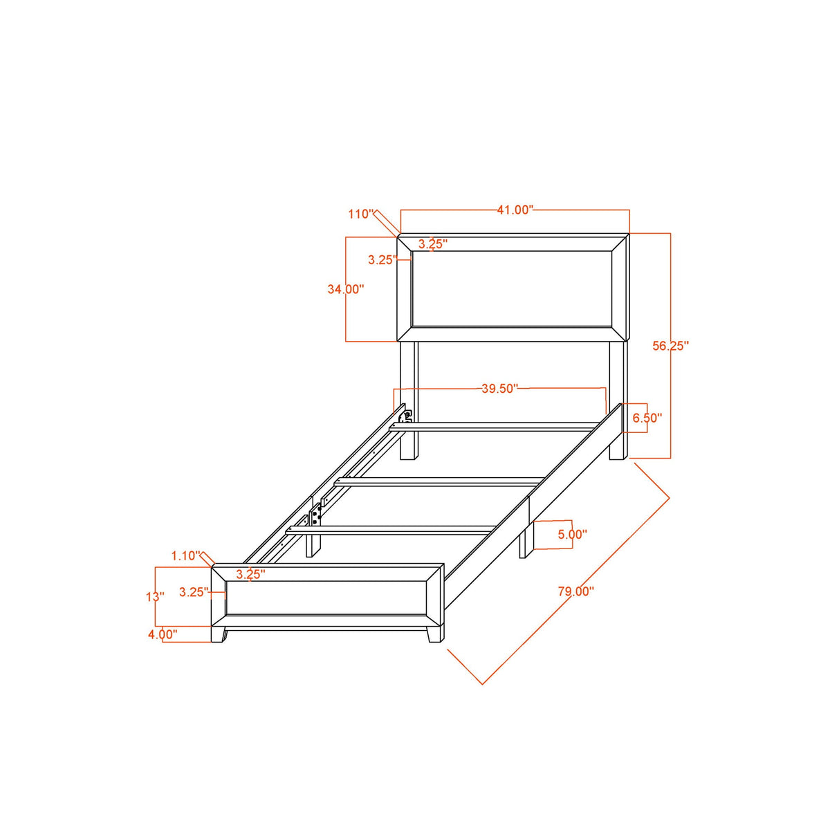 Soluto Platform Bed with Solid Wood and LVL Frame - Black or Dark Gray