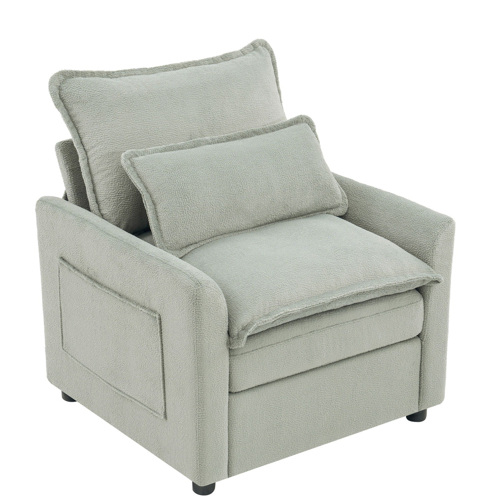 Modern Single Seat Accent Chair with Side Storage Pockets - Multiple Colors