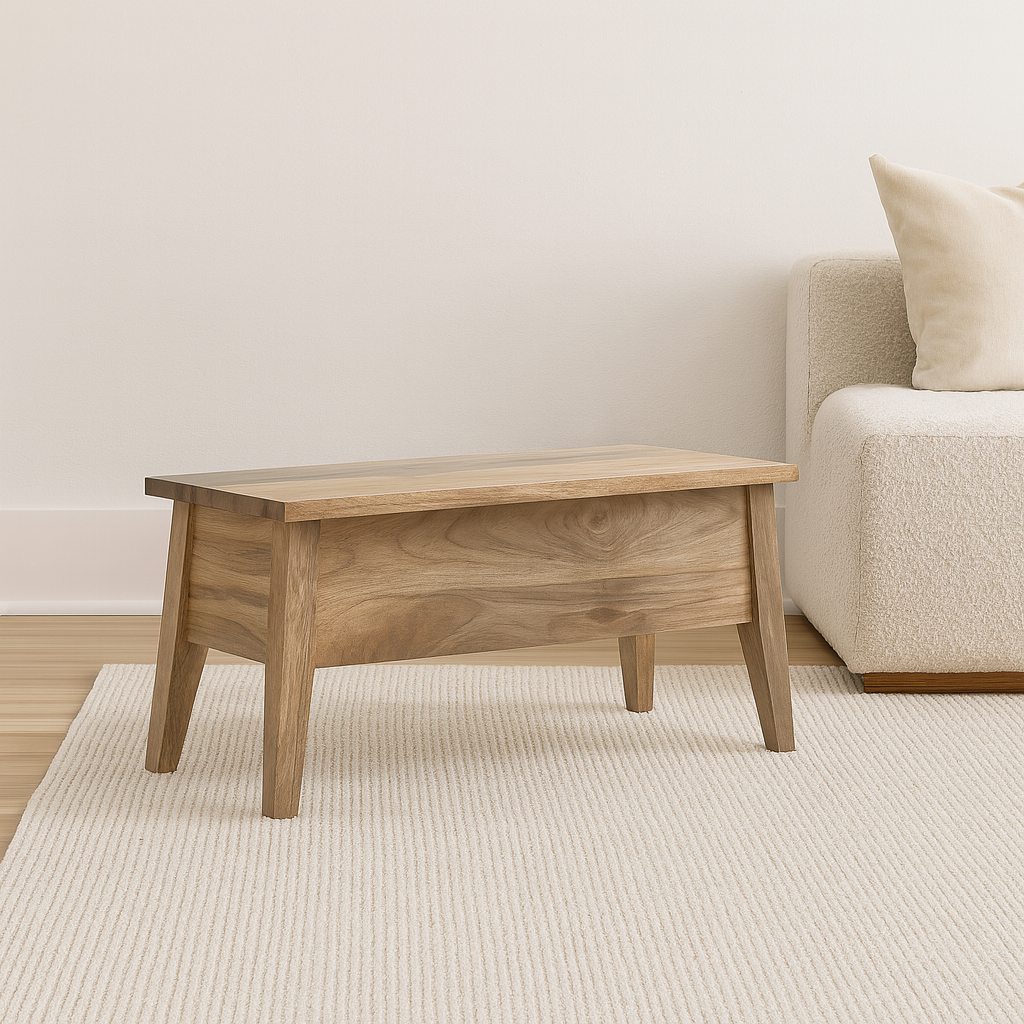 Solid Wood Storage Bench with Lift-Up Lid - Natural Wood