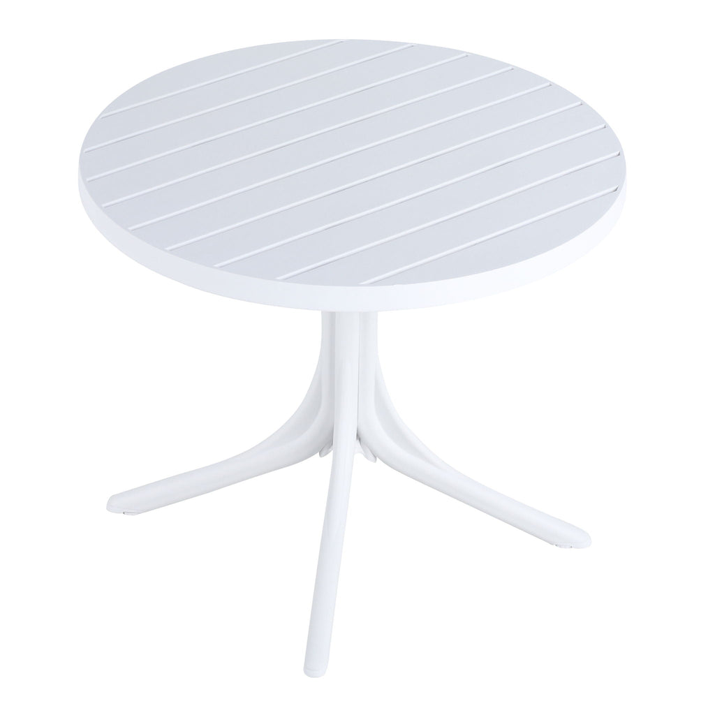 Modern Round Dining Table with Waterproof, UV-Resistant Finish - White
