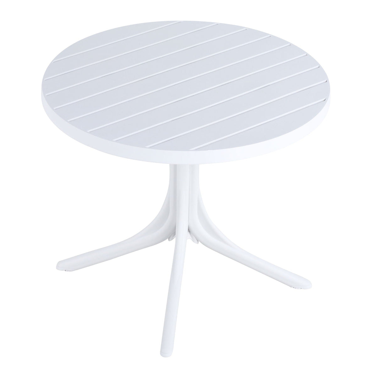 Modern Round Dining Table with Waterproof, UV-Resistant Finish - White