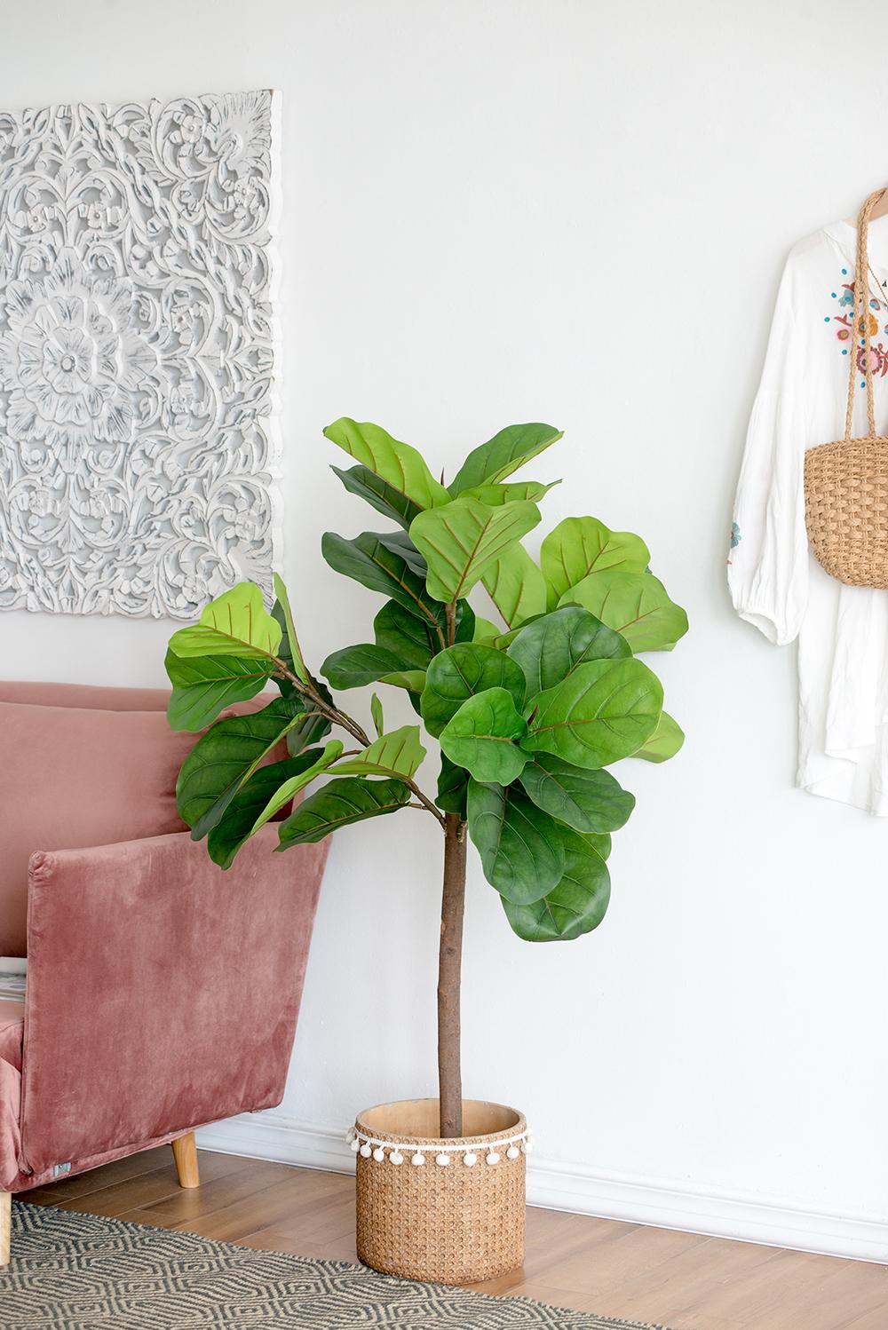 Fiddle Fig Leaf Artificial Tree with 40 Leaves - Green