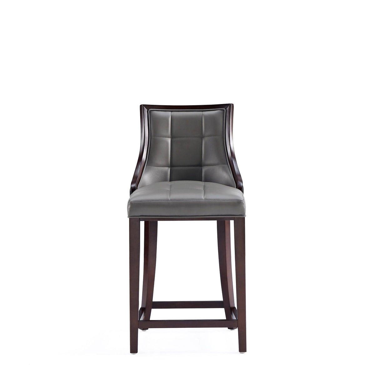 White Bar Height Stool with Solid Wood Frame - Traditional Design