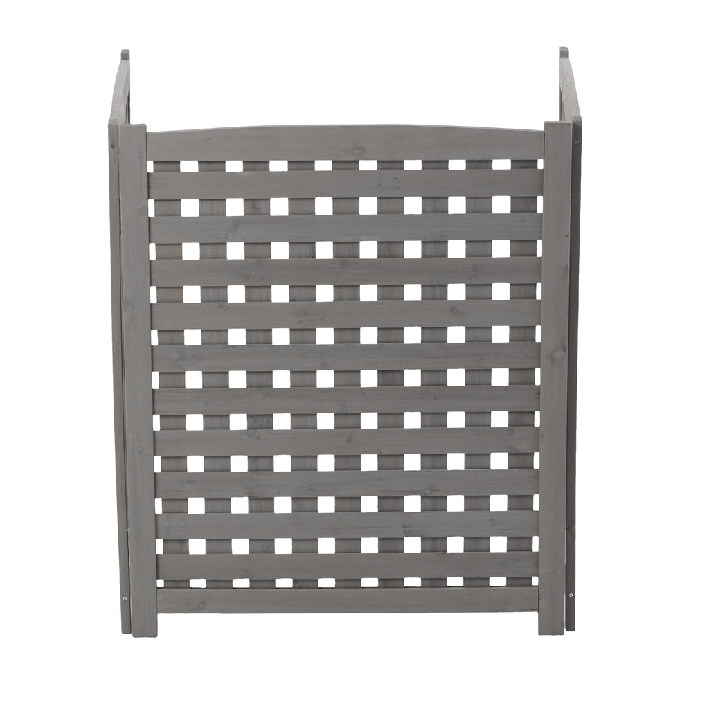 3 Panel Outdoor Air Conditioner Fence Screen with Solid Wood - Light Brown or Dark Gray