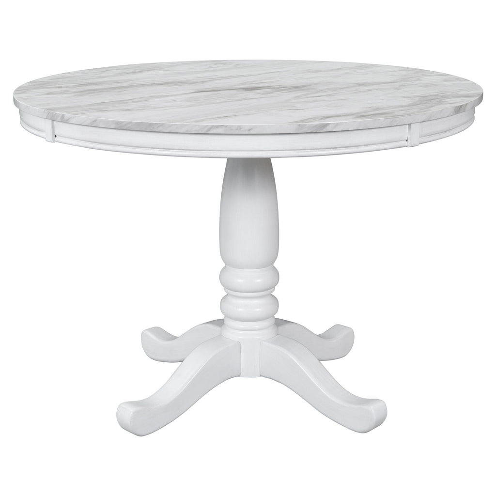 Solid Wood 5 Piece Dining Room Set with Table and 4 Chairs - White or Dark Gray