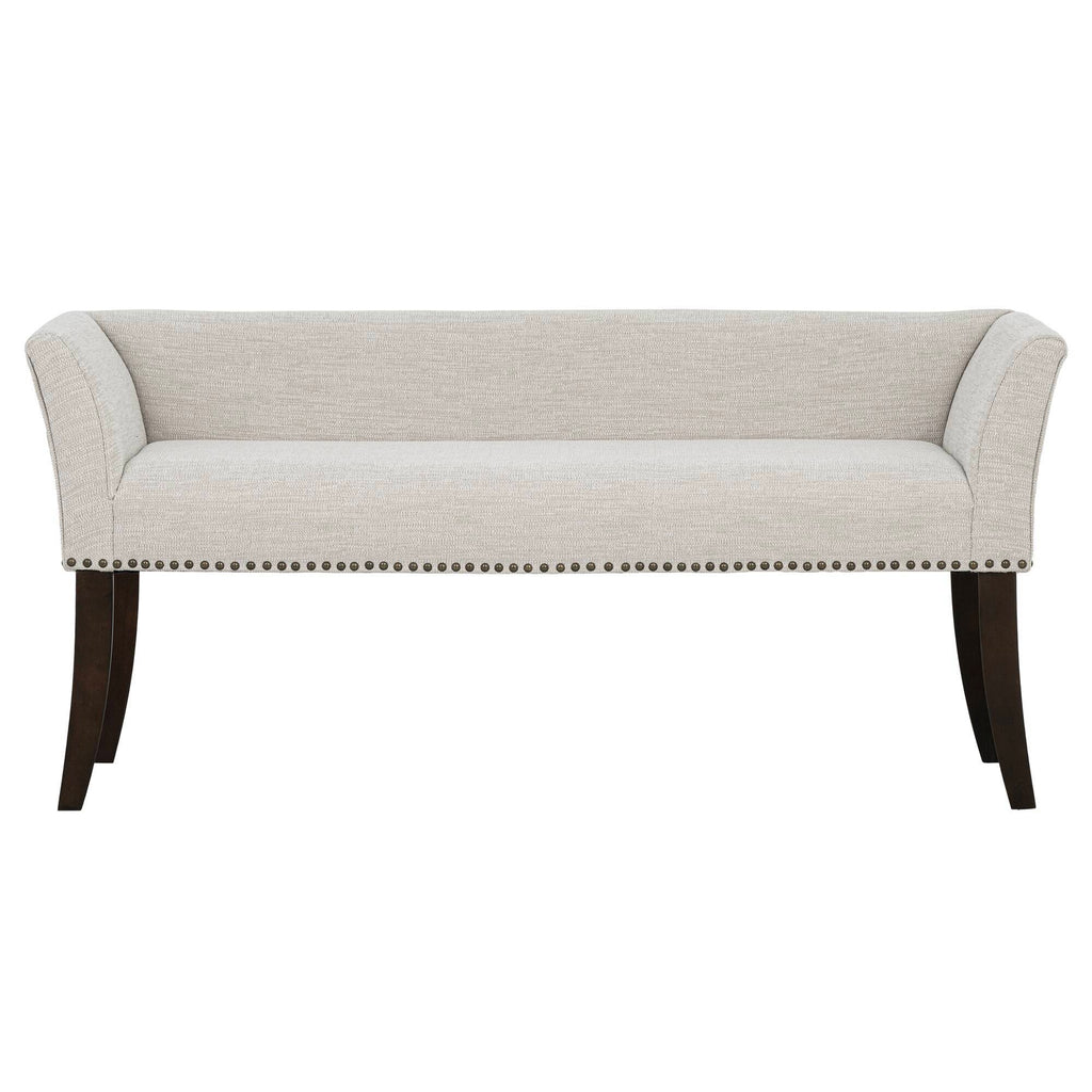 Welburn Upholstered Bench with Low Back and Flared Arms - Blue, Light Blue, or Beige
