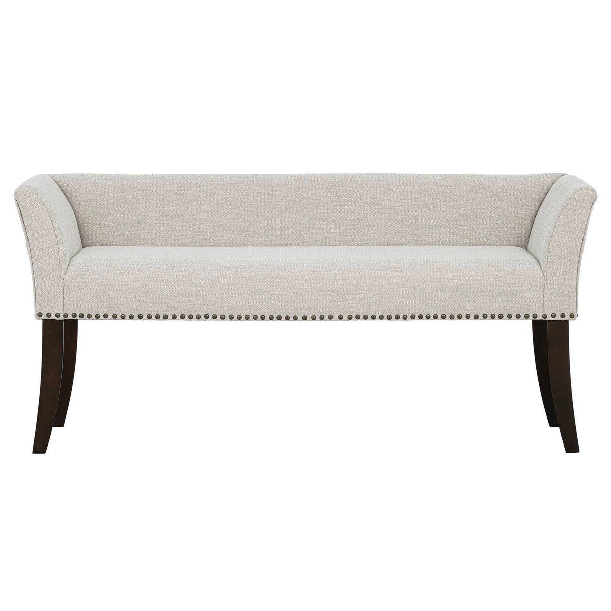 Welburn Upholstered Bench with Low Back and Flared Arms - Blue, Light Blue, or Beige