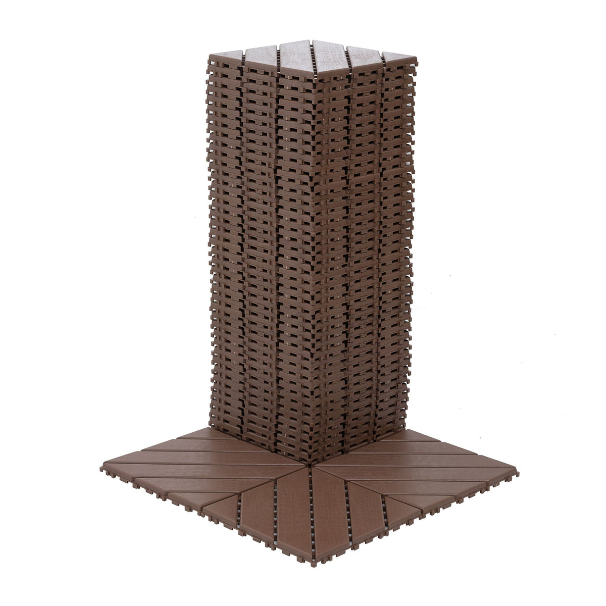 Interlocking Deck Waterproof Outdoor Patio Tiles with Easy Click-Lock System - Brown