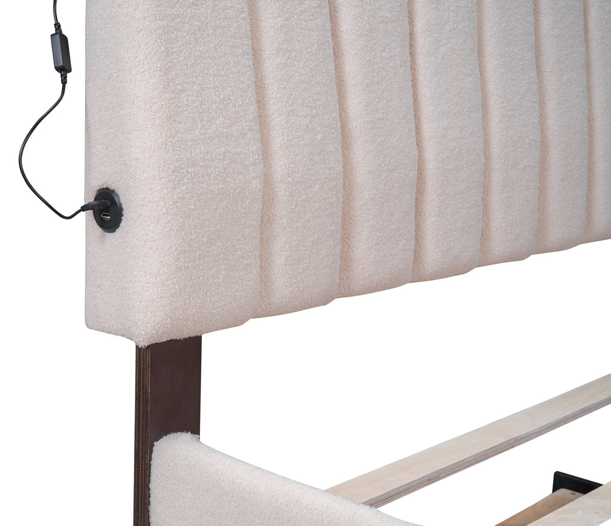 Upholstered Platform Bed With Trundle and LED Lights - Full or Queen