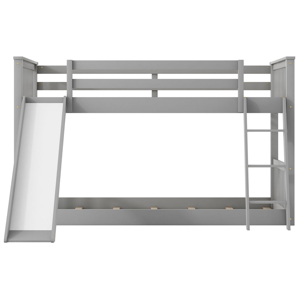 Bunk Bed with Convertible Slide and Ladder - White or Dark Gray
