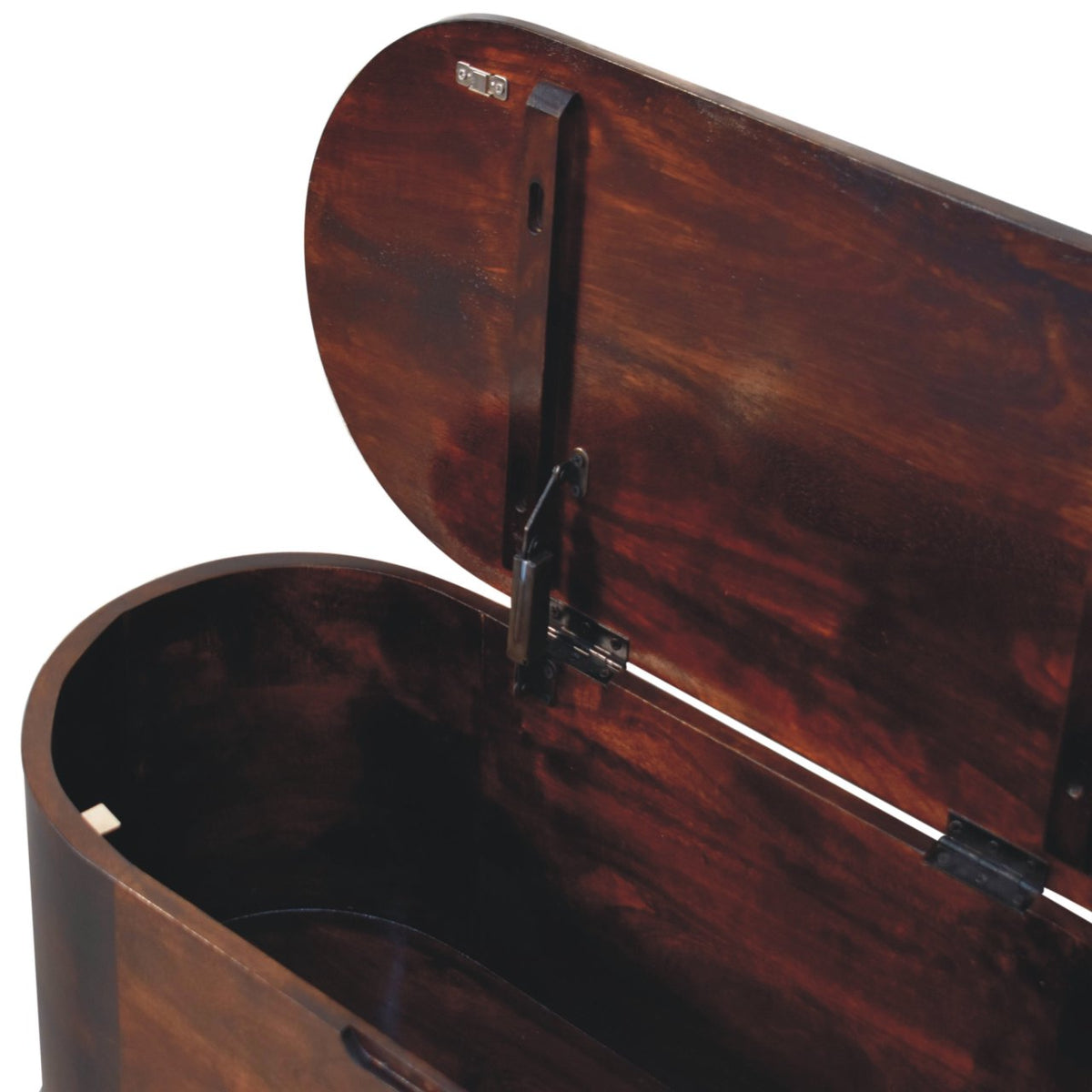 Solid Wood Light Rounded Lid-up Blanket Box with Mango Wood Construction - Light Walnut