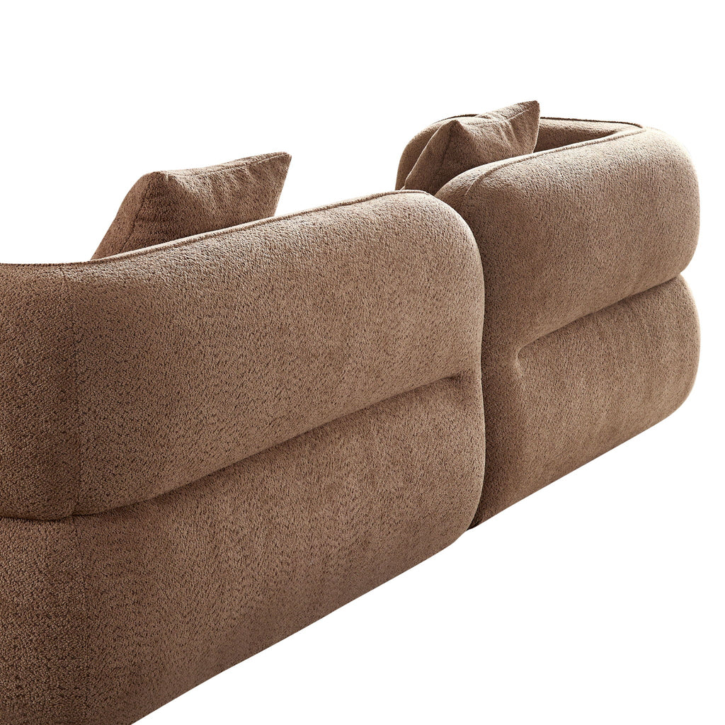Sectional Sofa with Durable Fabric and Solid Wood Frame - Dark Brown or White