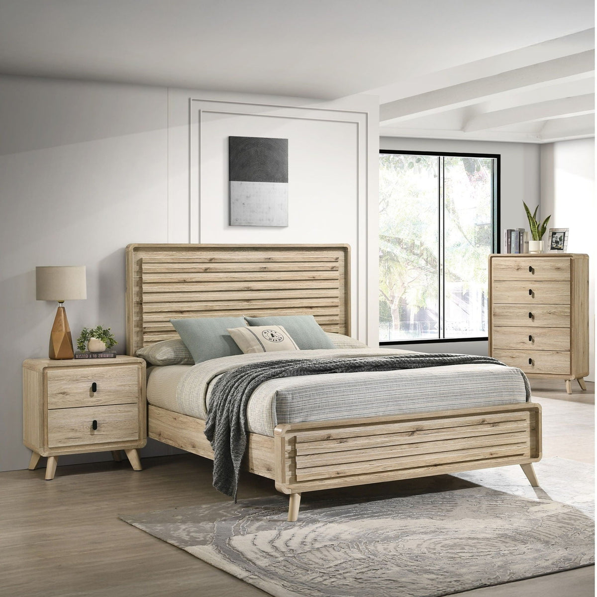 Chest With 5 Drawers - Mid-Century Design - Beige